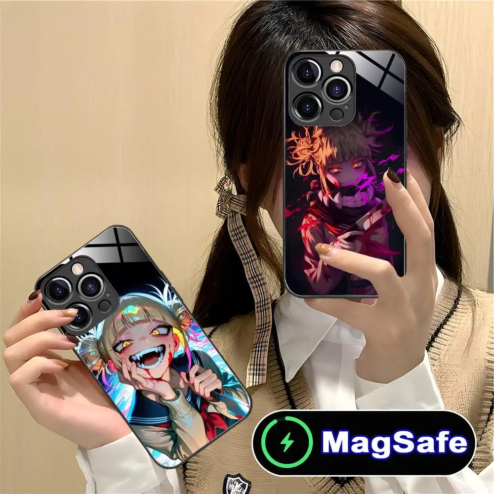 

My Hero Academia Himiko Toga Phone Case for iPhone 16 15 14 13 12 11 Pro Max Plus Mini MagSafe Glass Colour Protective Luxury