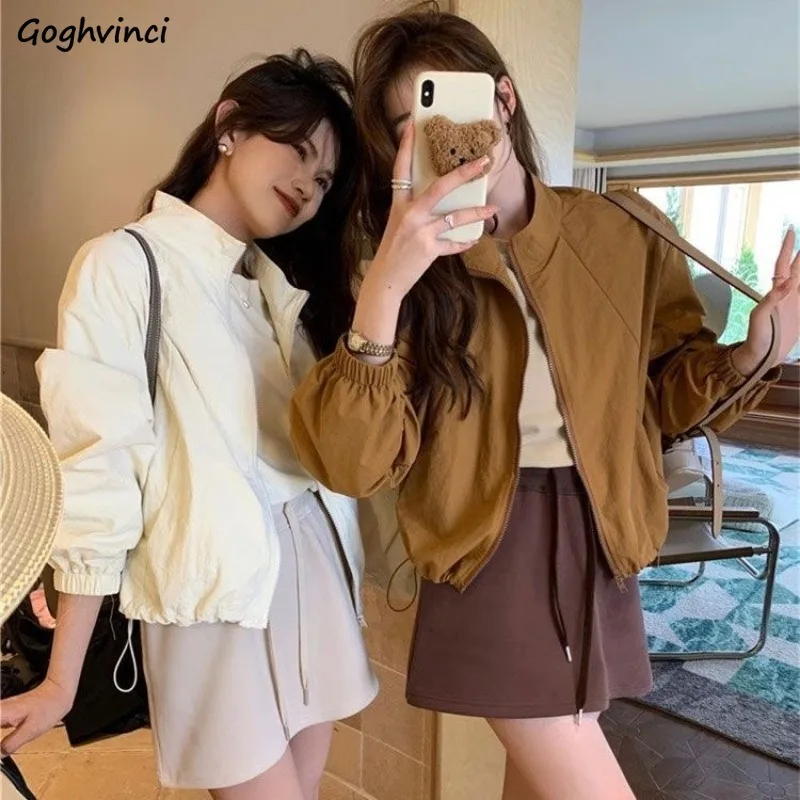 

Jackets for Women Stand Solid Korean Fashion Casual Outwear Y2k Jacket Harajuku Streetwear High Street All-match Trendy Ins New