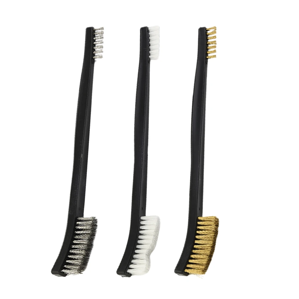 Double Head Stainless Steel Brush Brass Nylon Cleaning Brush Metal Rust Remover Burring Polishing   Tool