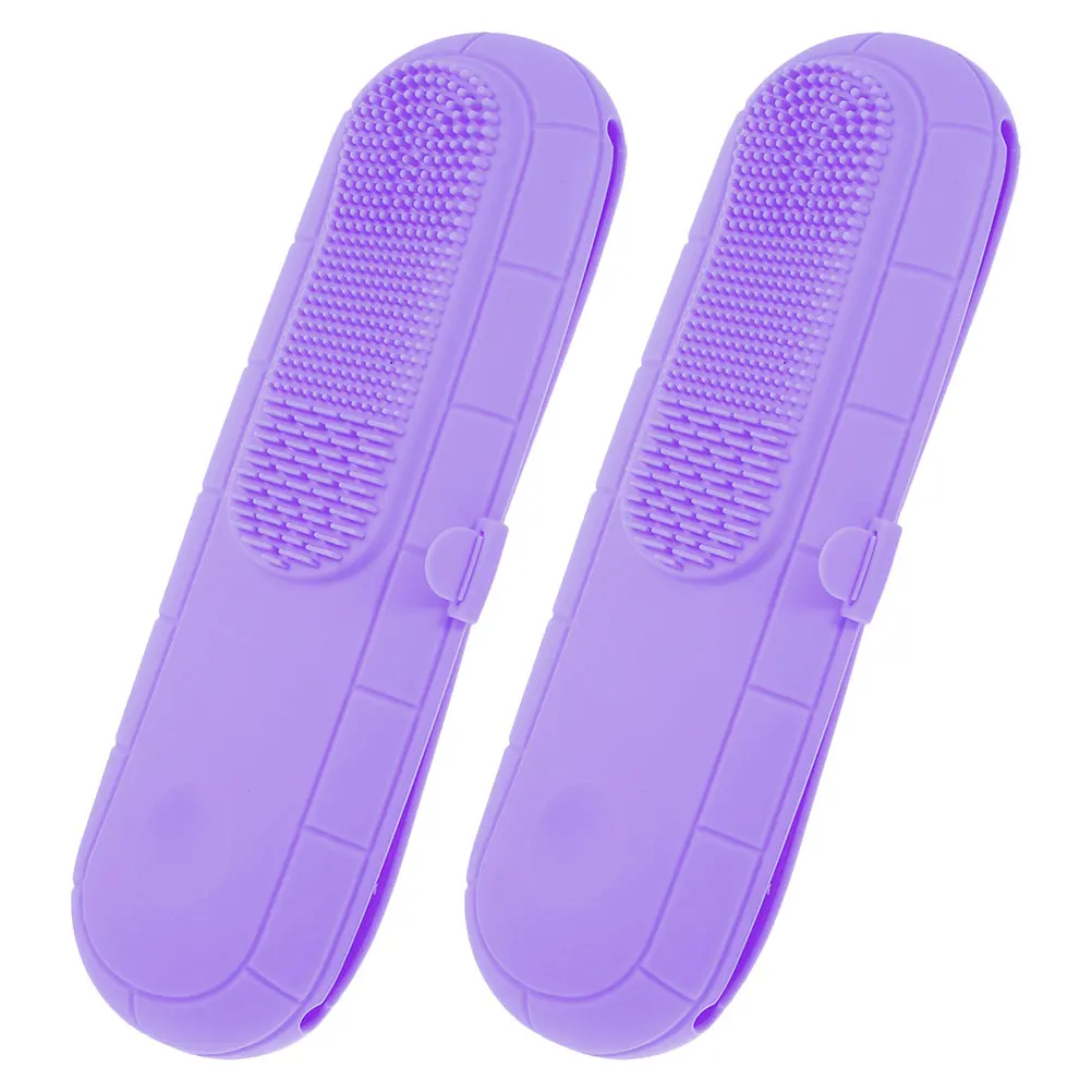 

2 Pcs Makeup Brush Storage Bag Brushes Cosmetics Organiser Violet Holder Travel