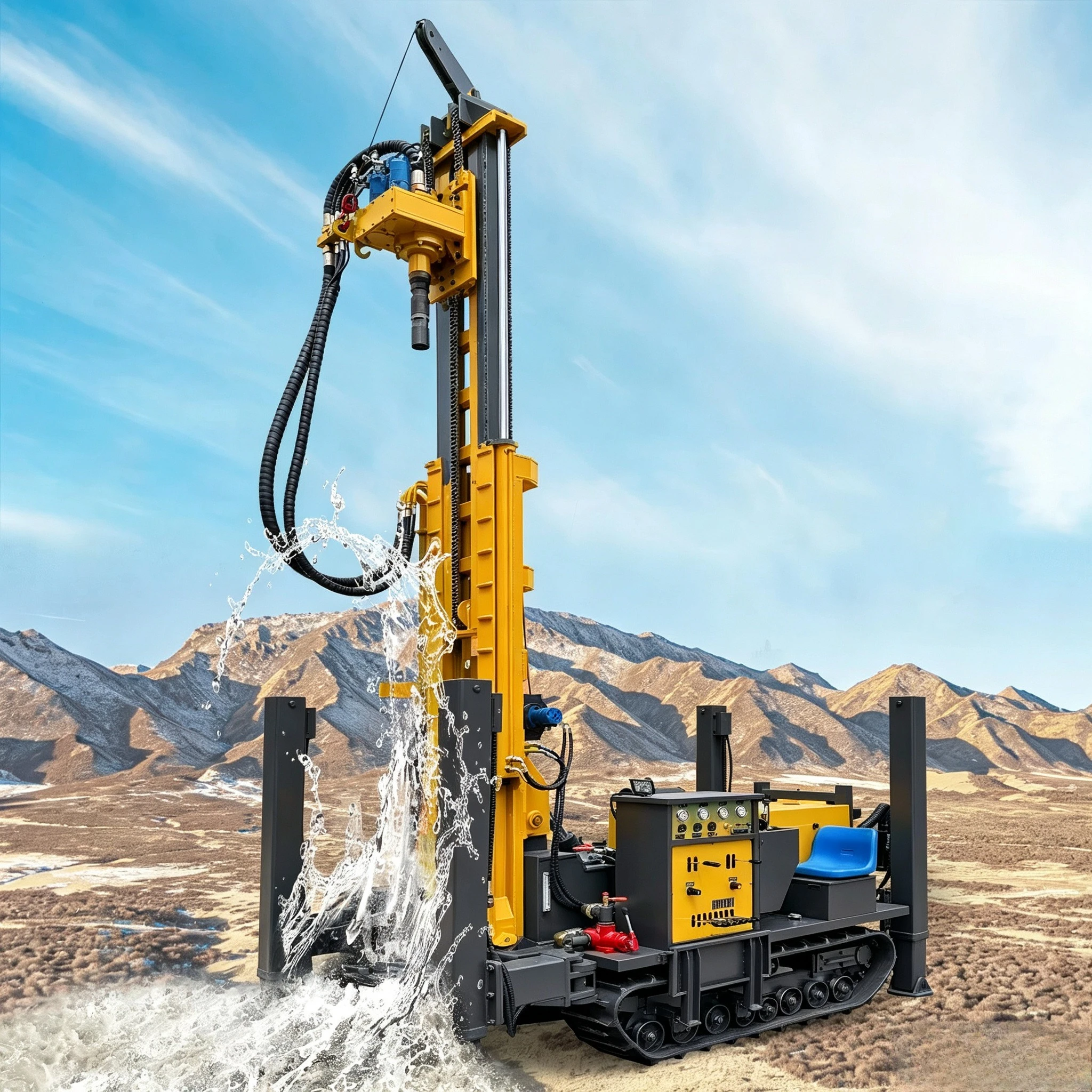 Diesel Powered Crawler Water Well Drilling Rig Hydraulic Deep Hole Drilling Machine Mining Construction Equipment Customized