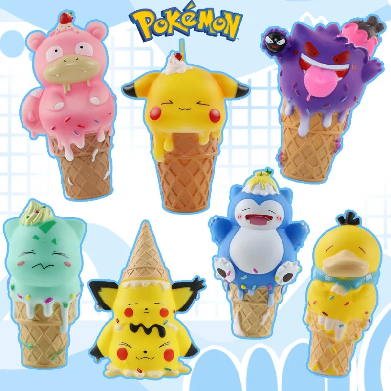 

Pokemon Anime Pikachu Snorlax Gengar Psyduck Cosplay Ice Cream Cone Kawaii Figure Vinyl Model Doll Toys for Kids Birthday Gifts