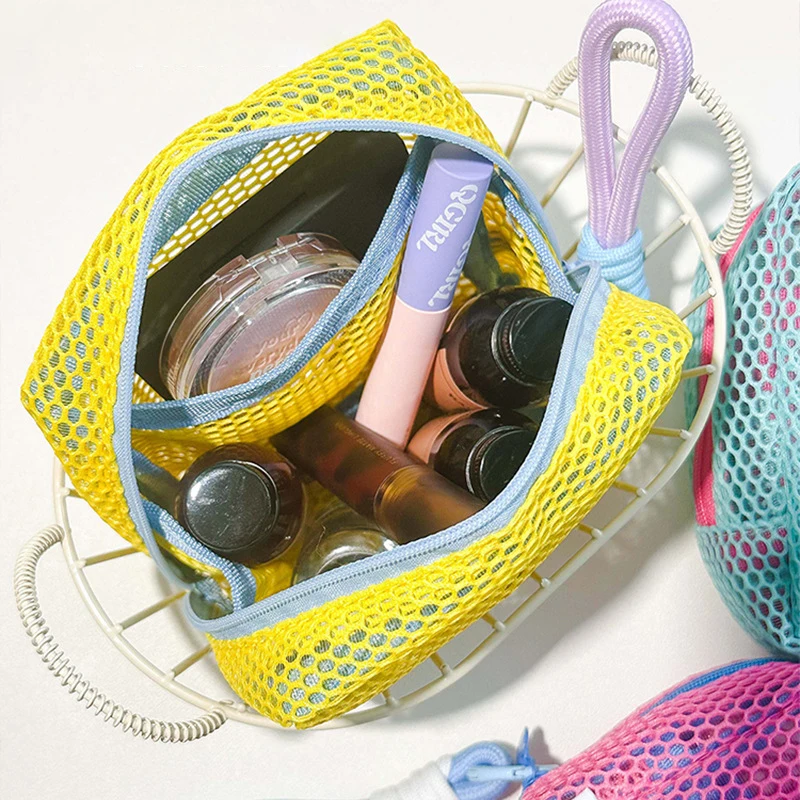 

Women'S Makeup Bag Zipper Square Toiletry Mesh Storage Pouch Multifunctional Cosmetic Pouch Organizer Bag Travel Accessories