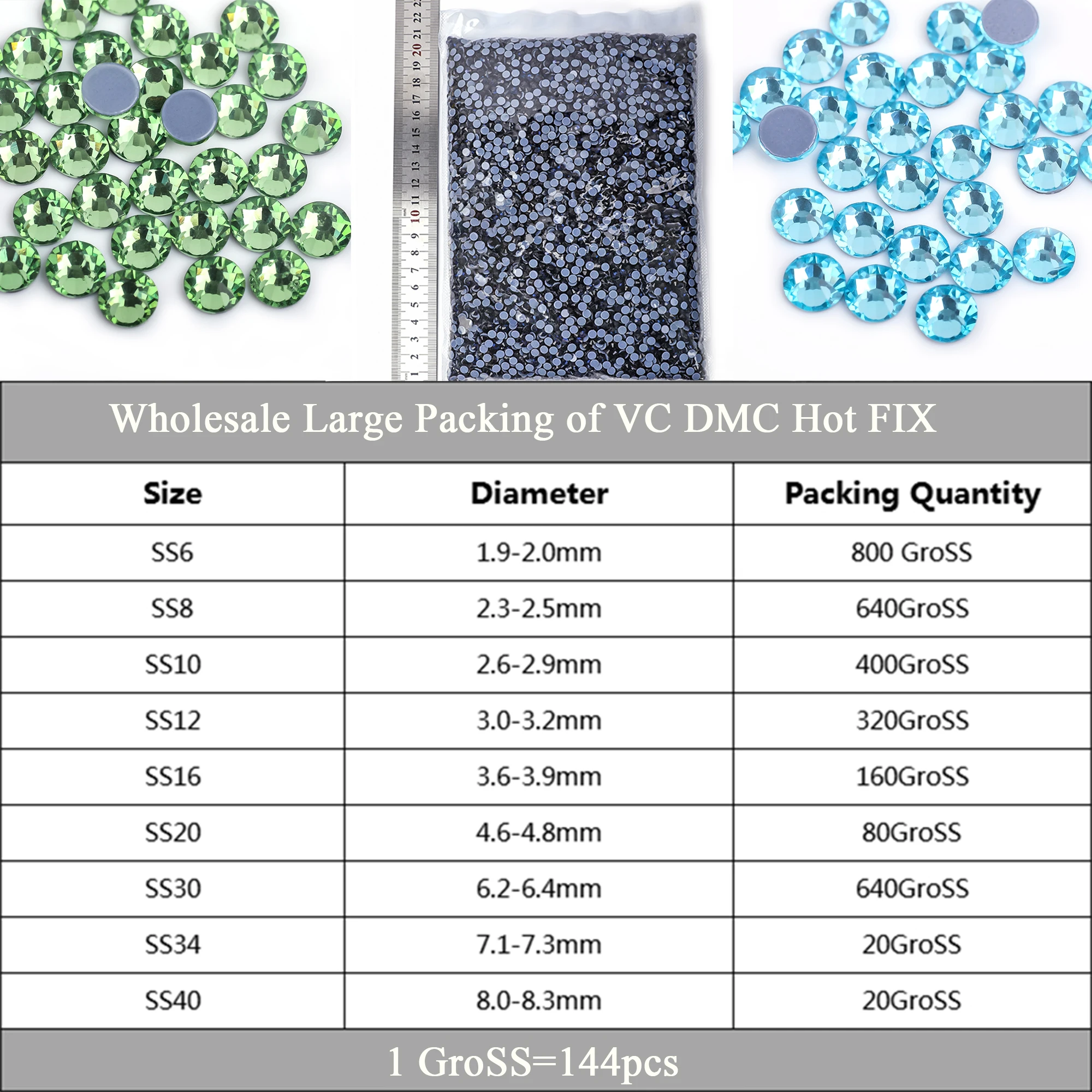 Big bag 36 Pop Colors Wholesale Large Packing DMC Hotfix Rhinestones Flatback Glass  Iron On For Wedding Dress Decorations