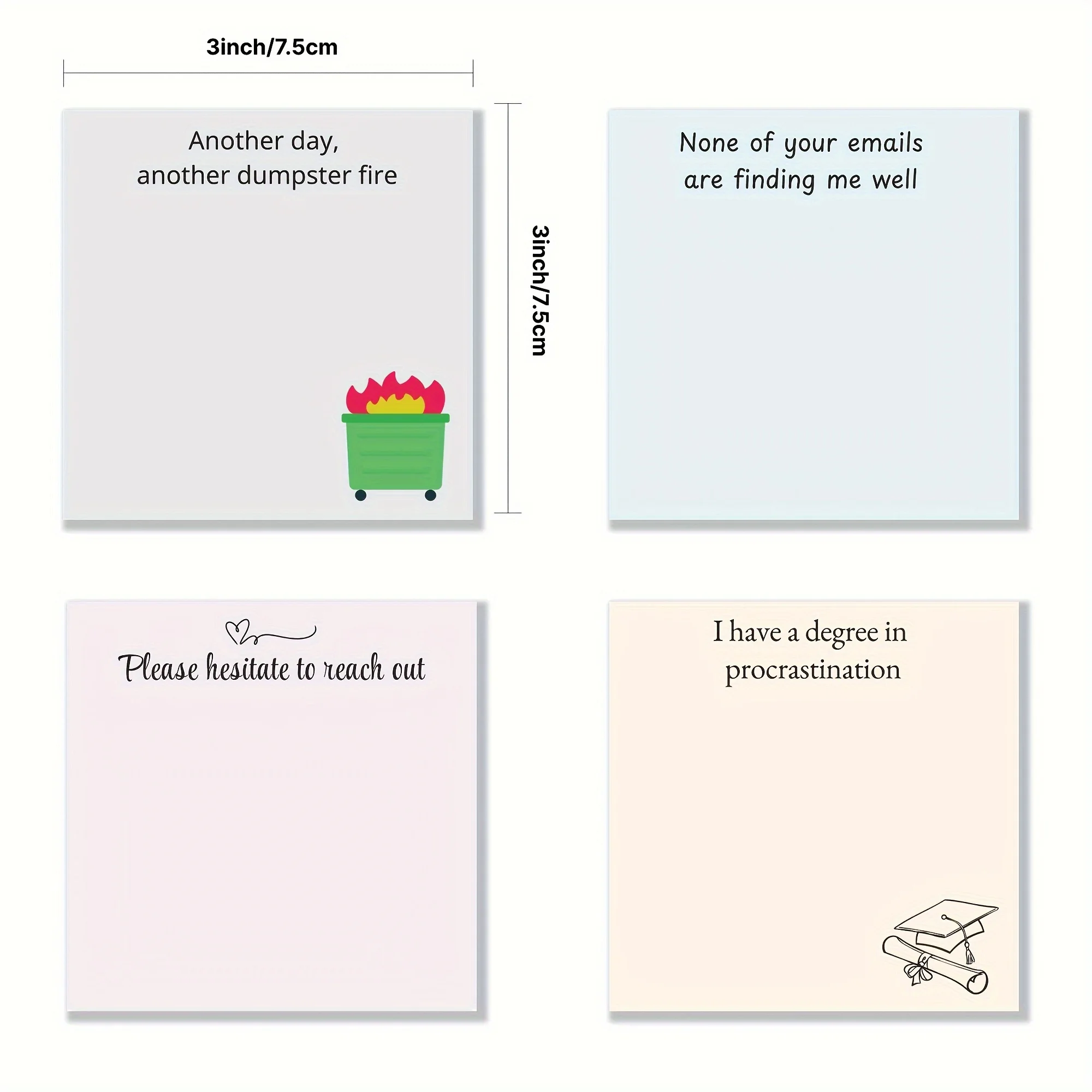 1pcs Square Sticky Notebook Set, Humorous Office Memo Board, 3x3 Inch, 50 Sheets Each, Sticky Paper Notes with Humorous Phrases,