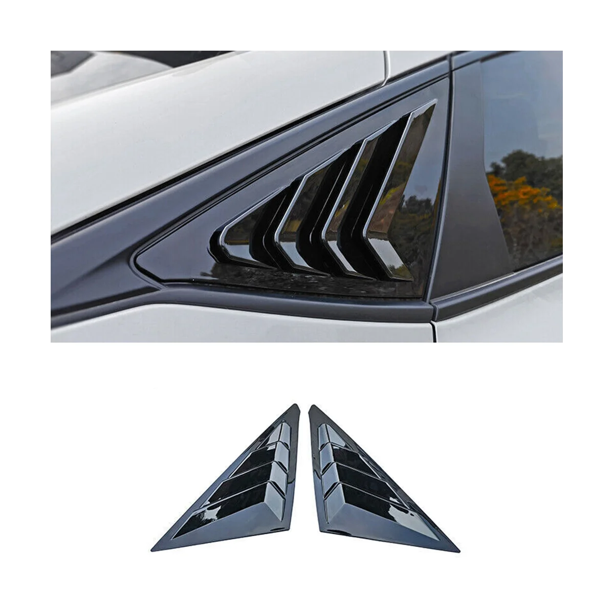 For Honda Civic 2022 2023 Hatchback Rear Side Vent Quarter Window Louver Shutter Cover Gloss