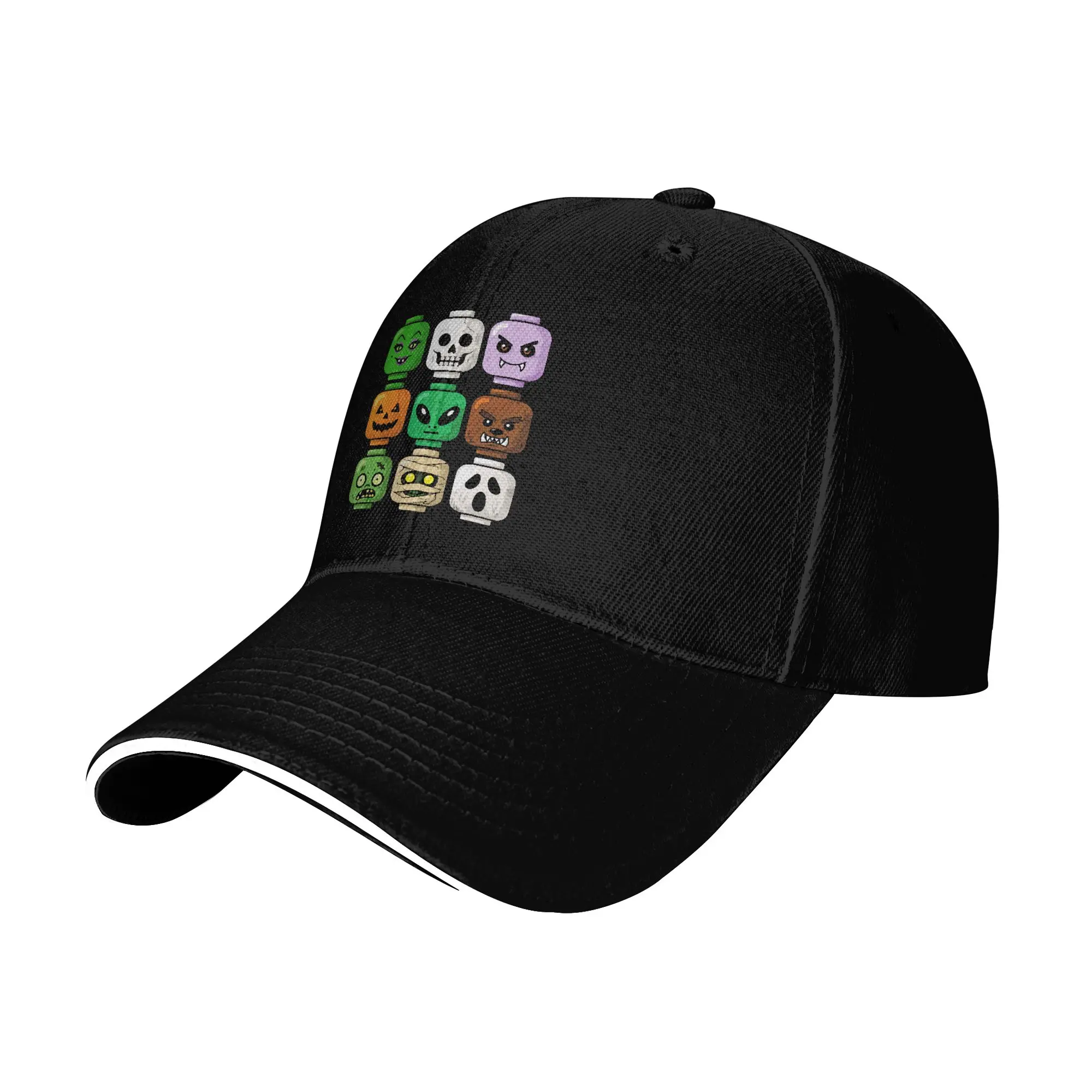 Halloween Building Brick Head Pumpkin Ghost Zombie Halloween Sun Baseball Cap Summer Trucker Hat For Unisex-Teens Baseball Caps