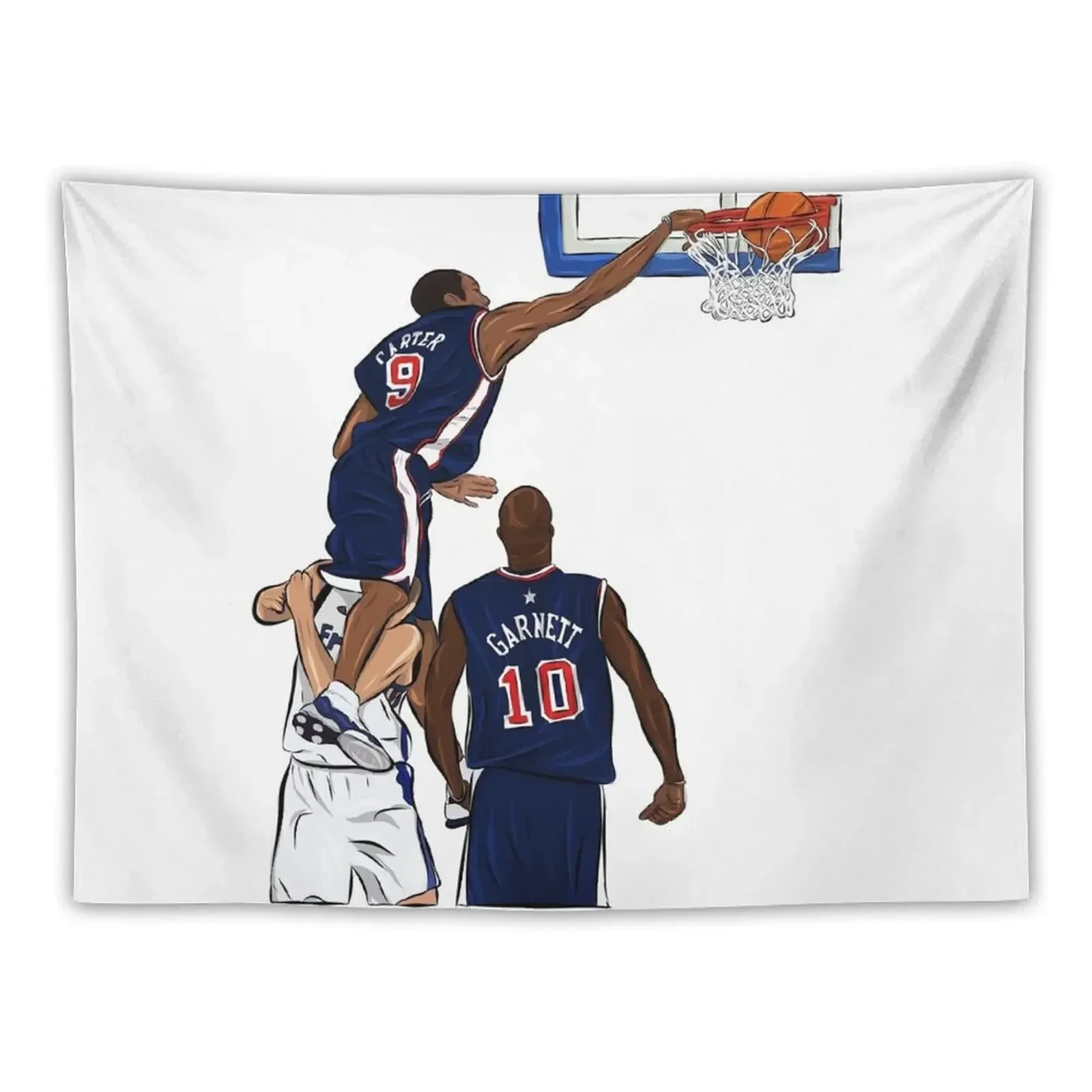 Best Dunk Ever Vince Carter Team USA Illustration Tapestry Kawaii Room Decor Bed Room Decoration Decoration Room Tapestry