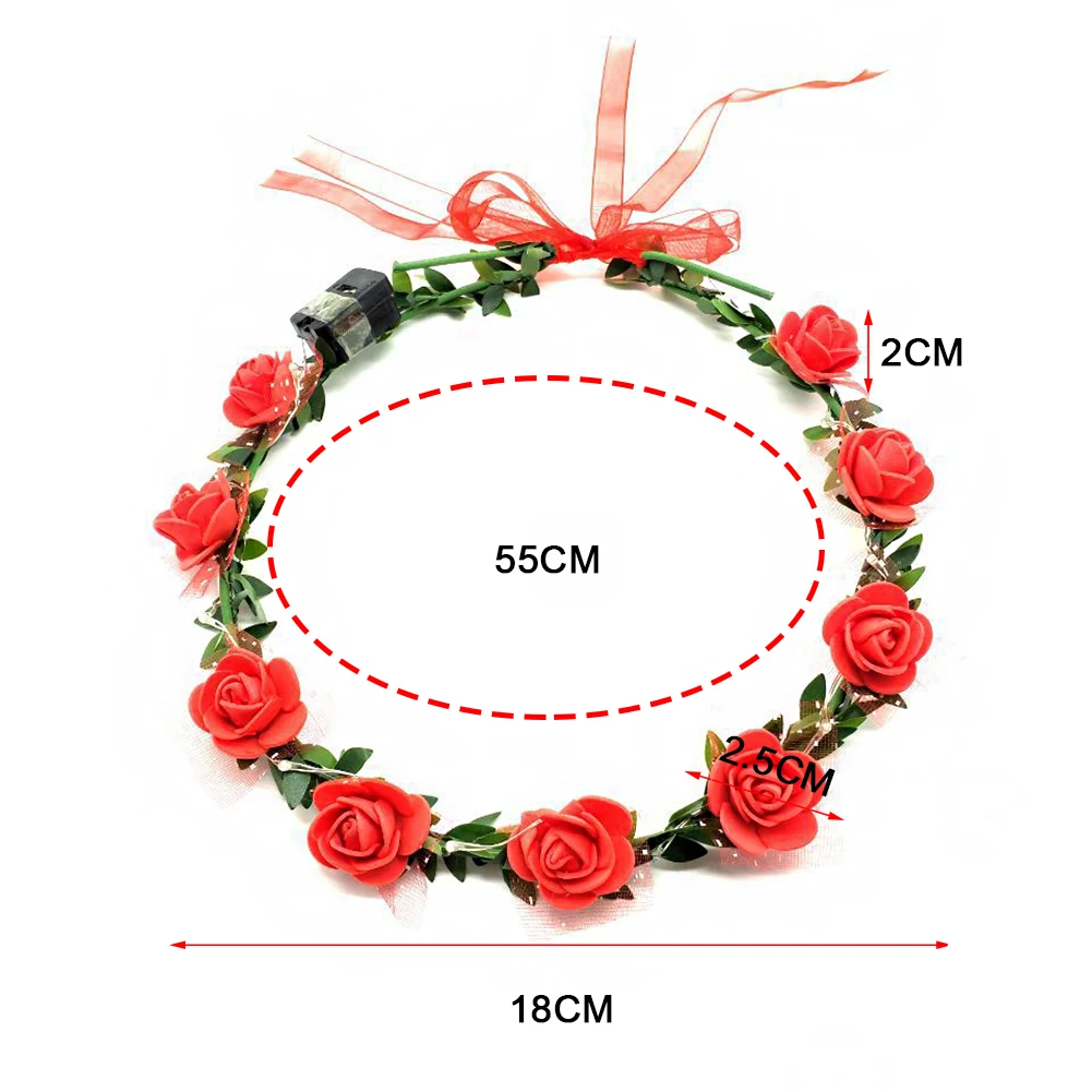 Wedding Party Crown Flower Headband LED Light Wreath Garland Decoration Women Girl Birthday Favor Luminous Hair Garland Hairband