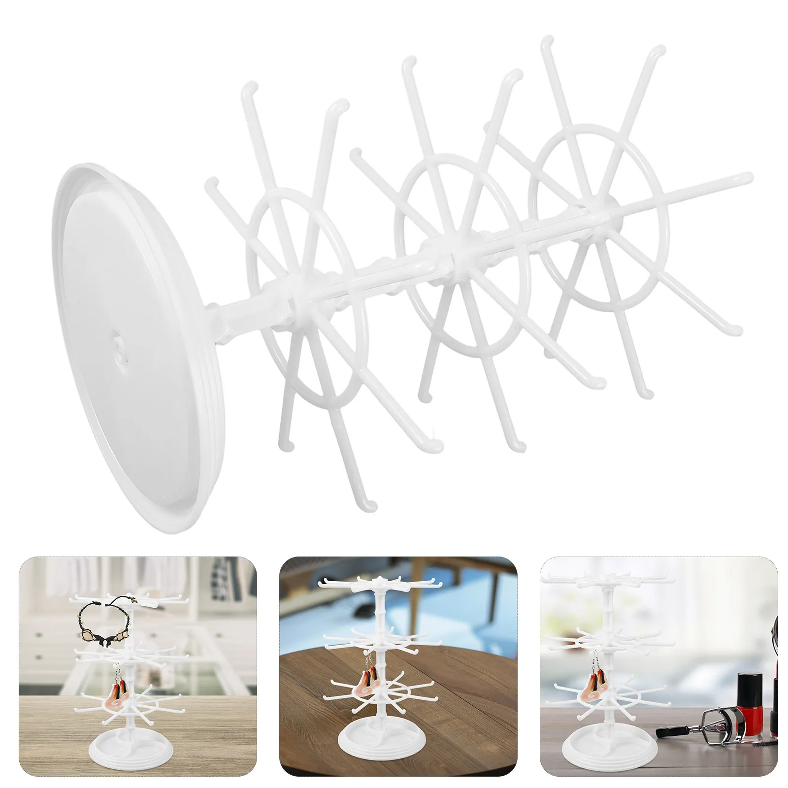 

Multi-Layer Rotating Jewelry Organizer Earring Holder for Necklaces Bracelets Storage Stand Compact Design for Women Jewelry