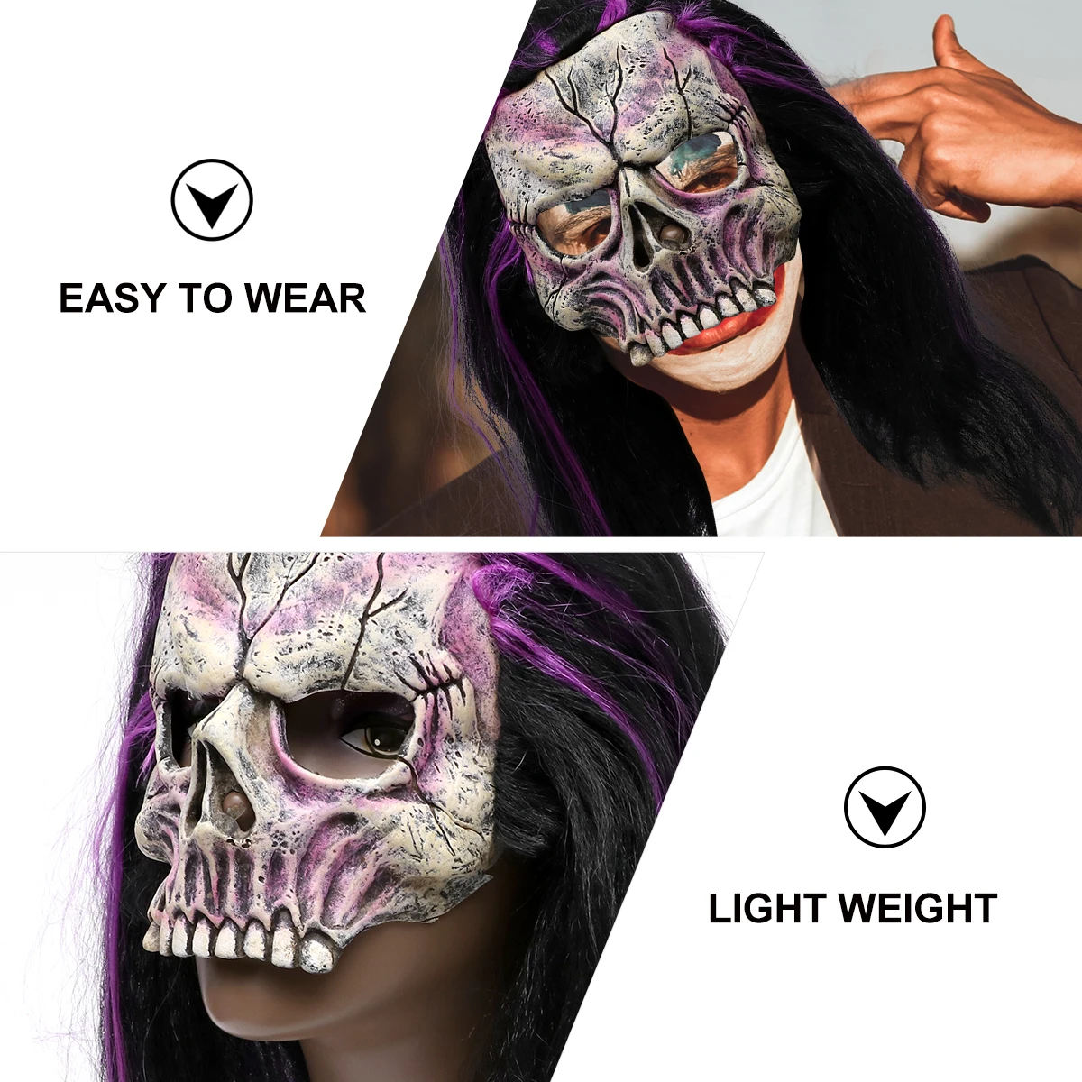 

Purple Bucktooth Skull Mask Decorative Emulsion Halloween Costumes Realistic Soft Photographing Theme Party Accessories Masks