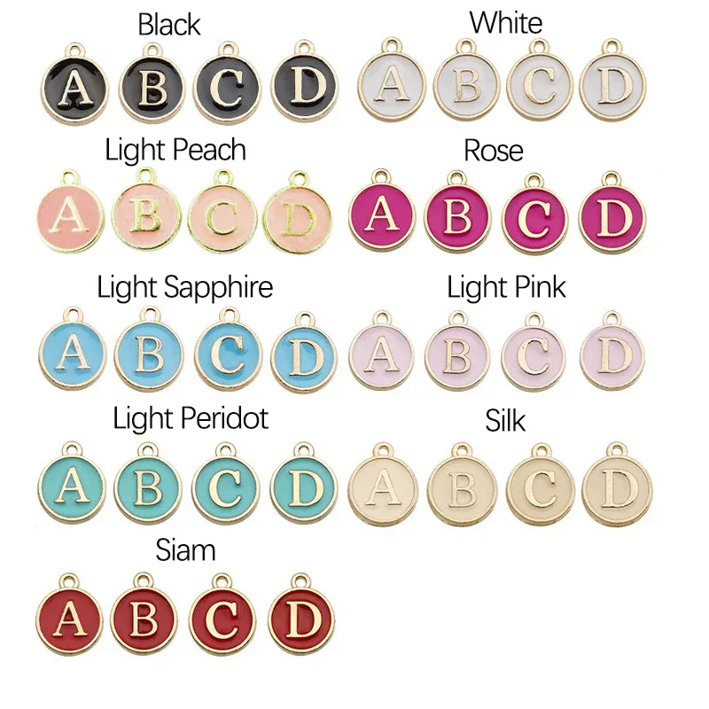 

10pcs Initial Alphabet Letter Double Face Enamel Charms Pendants 12mm For Jewelry Making Bracelet Handmade Craft