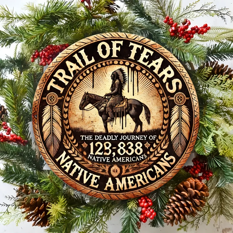 لافتة فنية جدارية من الألومنيوم "Trail of Tears 1828-1833' عتيقة - مثالية لغرفة النوم والمطبخ وتناول الطعام وديكور البار - تصميم فريد من نوعه #1