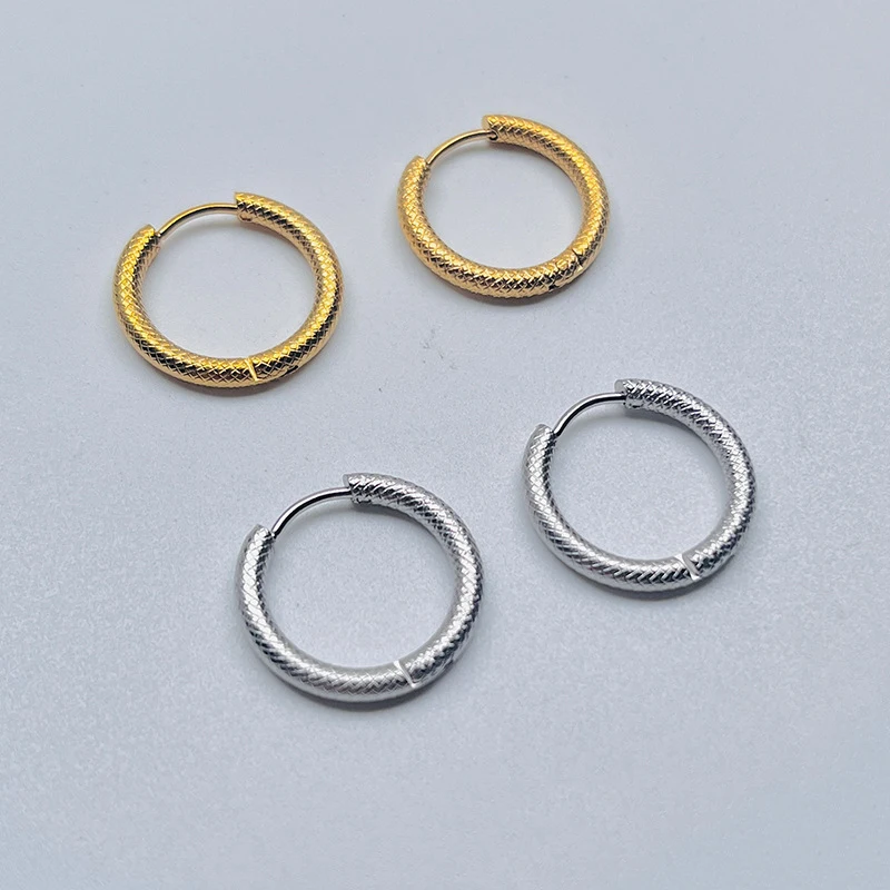 New Arrival Stainless Steel Hoop Earrings Stripes Huggie Earrings Circle Fashion Earrings for Girls Kids  Jewelry