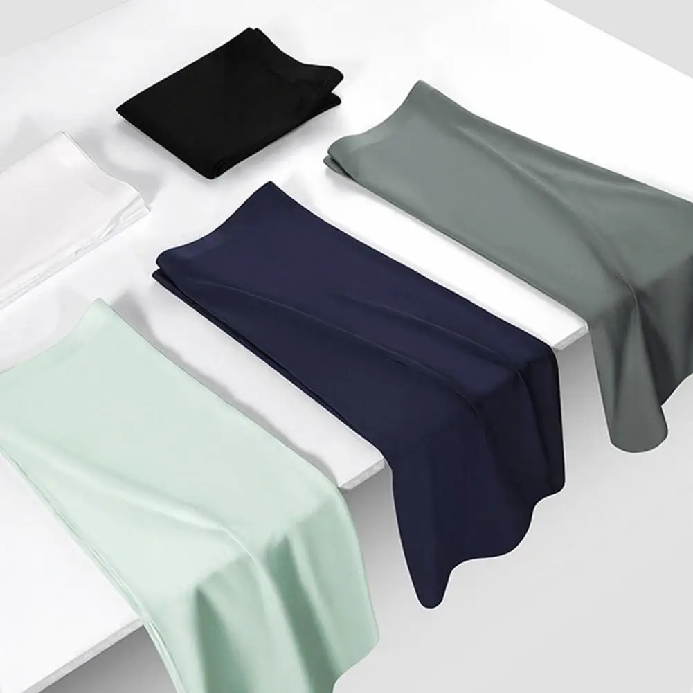 Non-stretched Men Boxers Breathable Ice Silk Men's Boxer Shorts with U-convex Design Seamless Mid-waist for Summer for Men