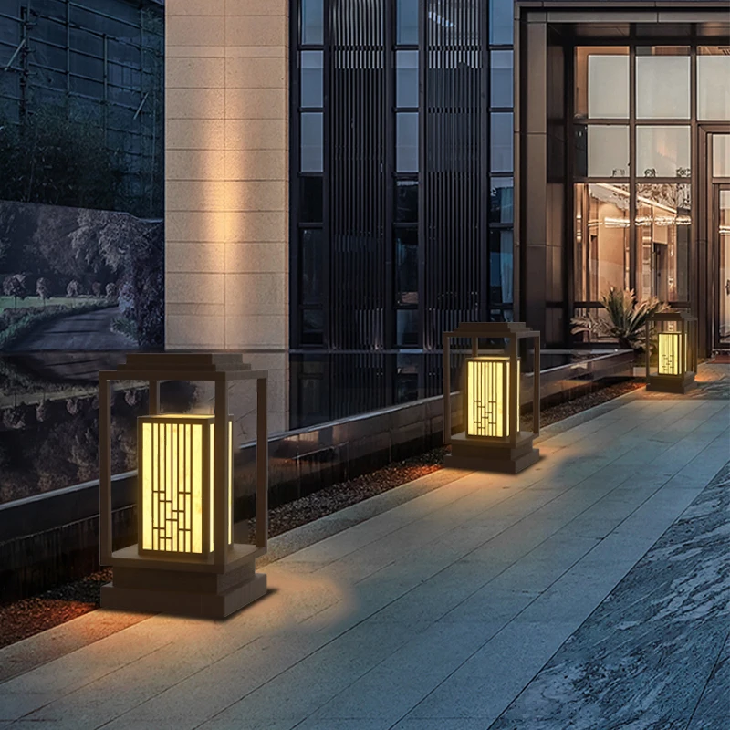 

New Chinese style light luxury garden landscape imitation marble outdoor stigma stainless steel waterproof villa