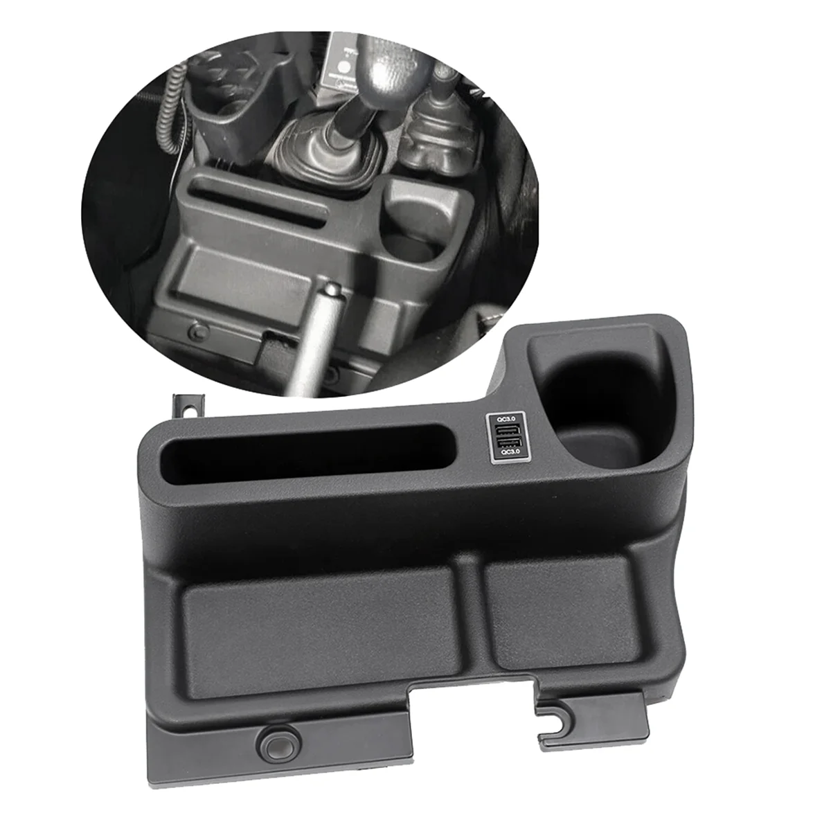 Car Insert Center Console Storage Box Tray Cup Holder with USB Port for Toyota Land Cruiser LC70 LC71 LC76 LC77 LC79