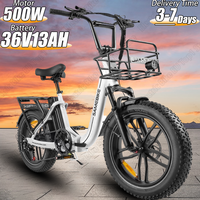 E Bike 500W Brushless Motor 36V13AH Battery Electric Bike Max Speed 35km/h 20*4.0 Inch Fat Tire Adult Folding Electric Bicycle