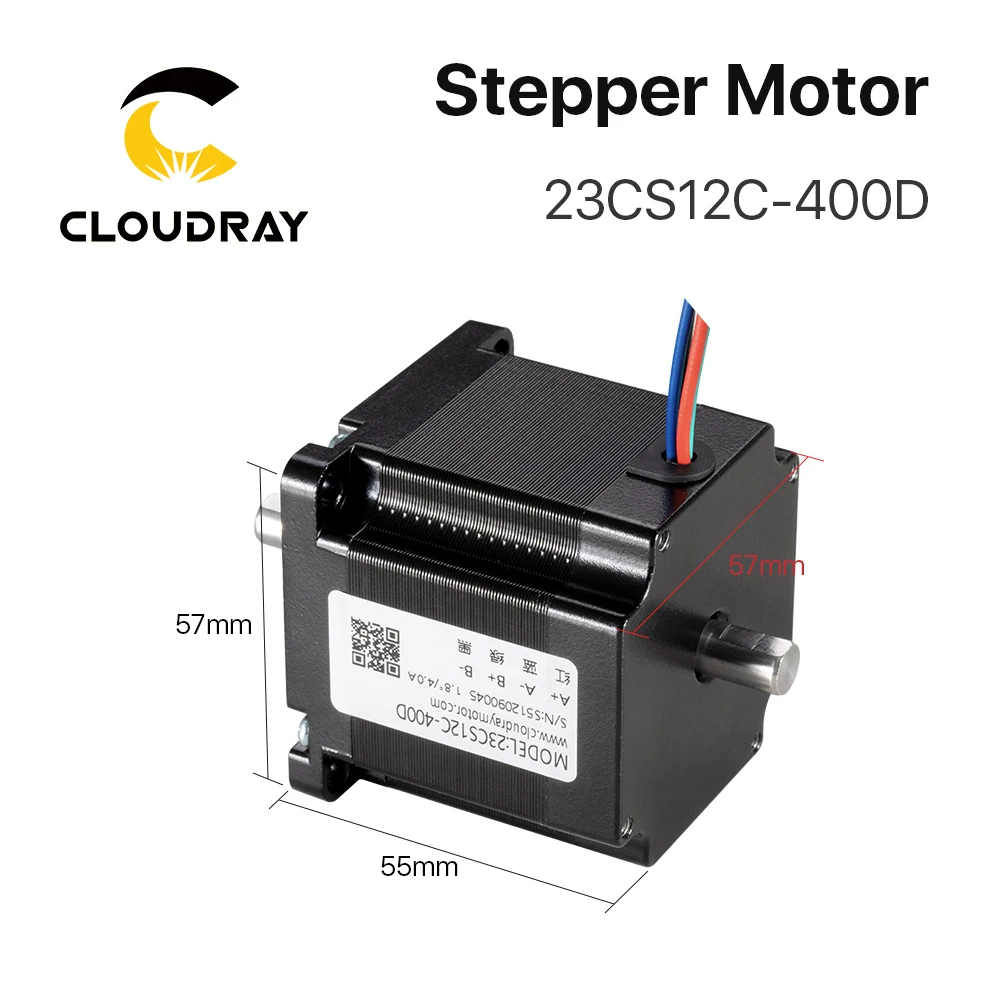 Cloudray Nema 23 silnik krokowy 55mm 1.3N.m 4.0A podwójny wał 2 fazowy silnik krokowy dla CNC maszyna grawerująca