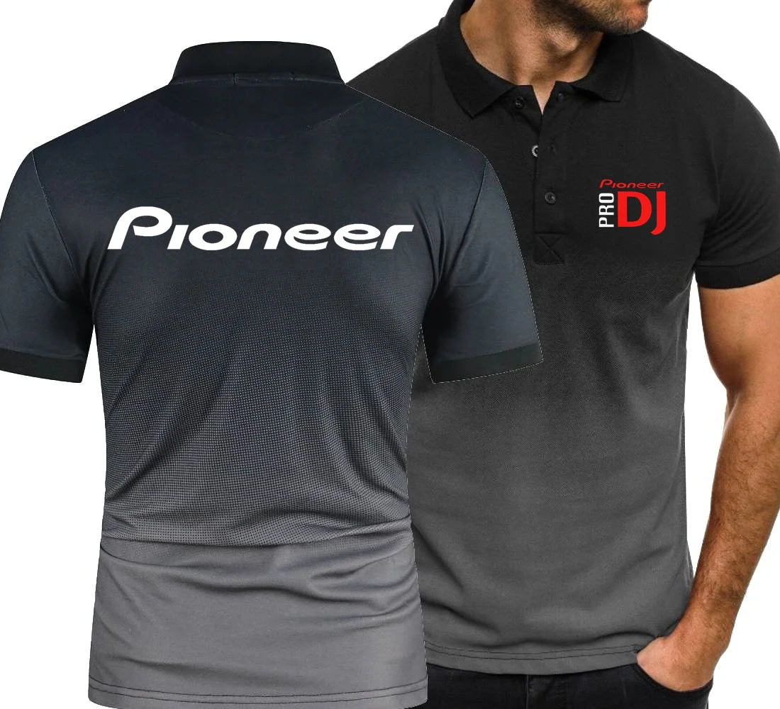 Homens camisas polo cor gradiente polo dj pioneiro pro tshirts militar tacitcal esporte juventude manga curta camisetas S-5XL