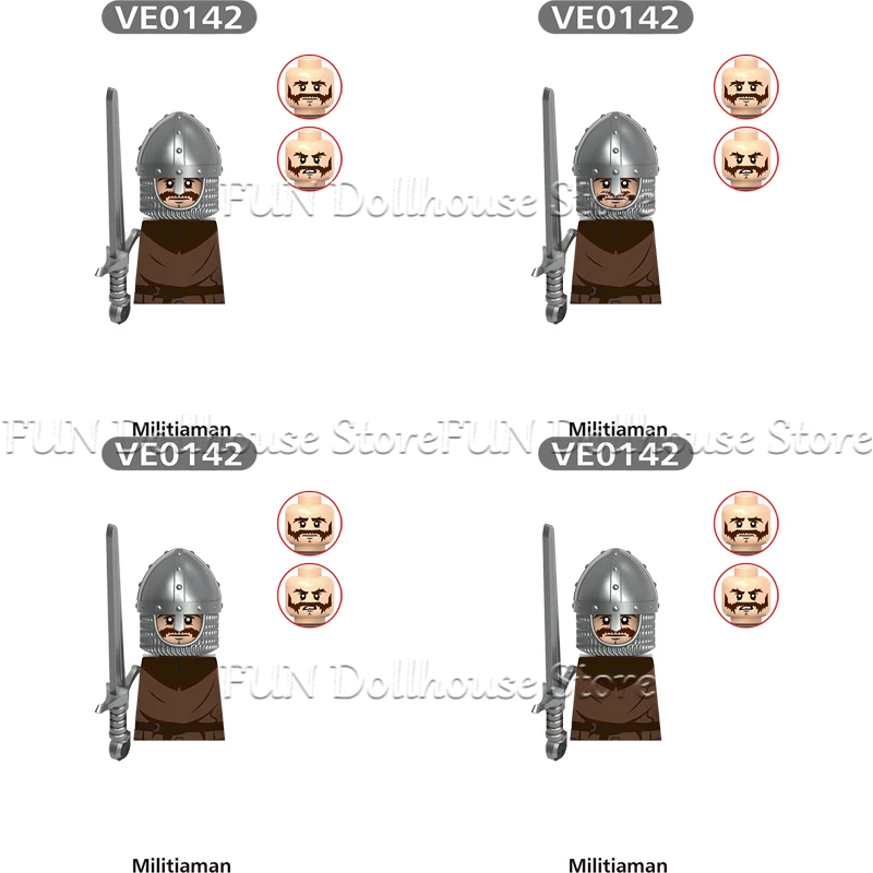 Mittelalterliche Militärarmbrust Miliz Lancer Rüstung Soldat Figur Baustein Schloss Ritter Bogenschütze Krieger Schild DIY Ziegel Spielzeug