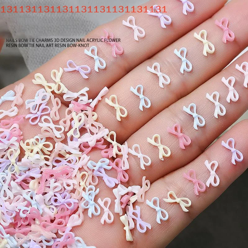 อุปกรณ์ตกแต่งเล็บ 50 ชิ้น ประดับเล็บ DIY รูปโบว์ผูก 3 มิติ งานประณีต ชาร์มตกแต่งเล็บ ริบบิ้นเรซิ่น โบว์ผูก ประดับเล็บ