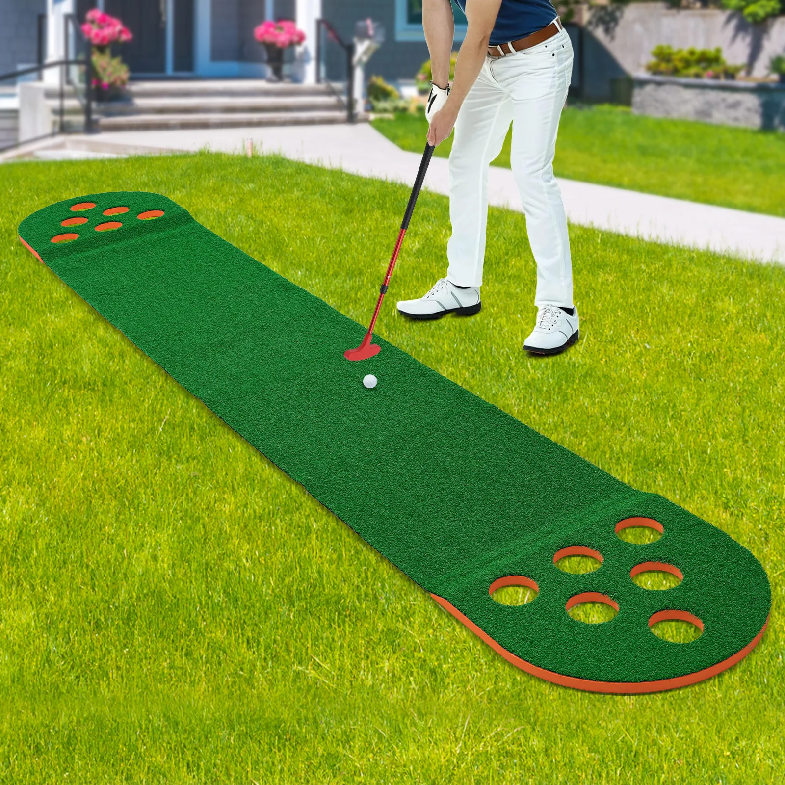 

Складной коврик для гольфа с 2 клюшками, 2 мячами, мини-гольф, тренировочный коврик, прочный тренировочный коврик для гольфа, гольф-понг, игра S