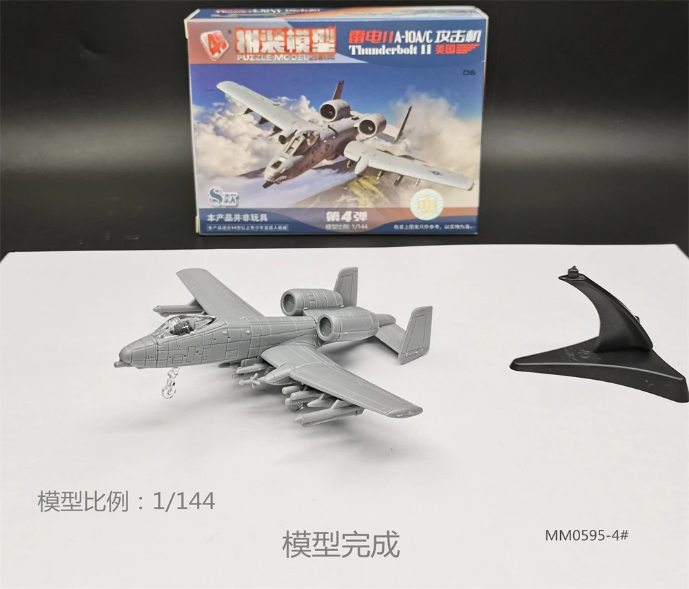 Mini Puzzle Building Toys 1/144 Scale US A-10 Attack Aircraft Fighter Assembly Airplane Plastic Military Model Collection Gift