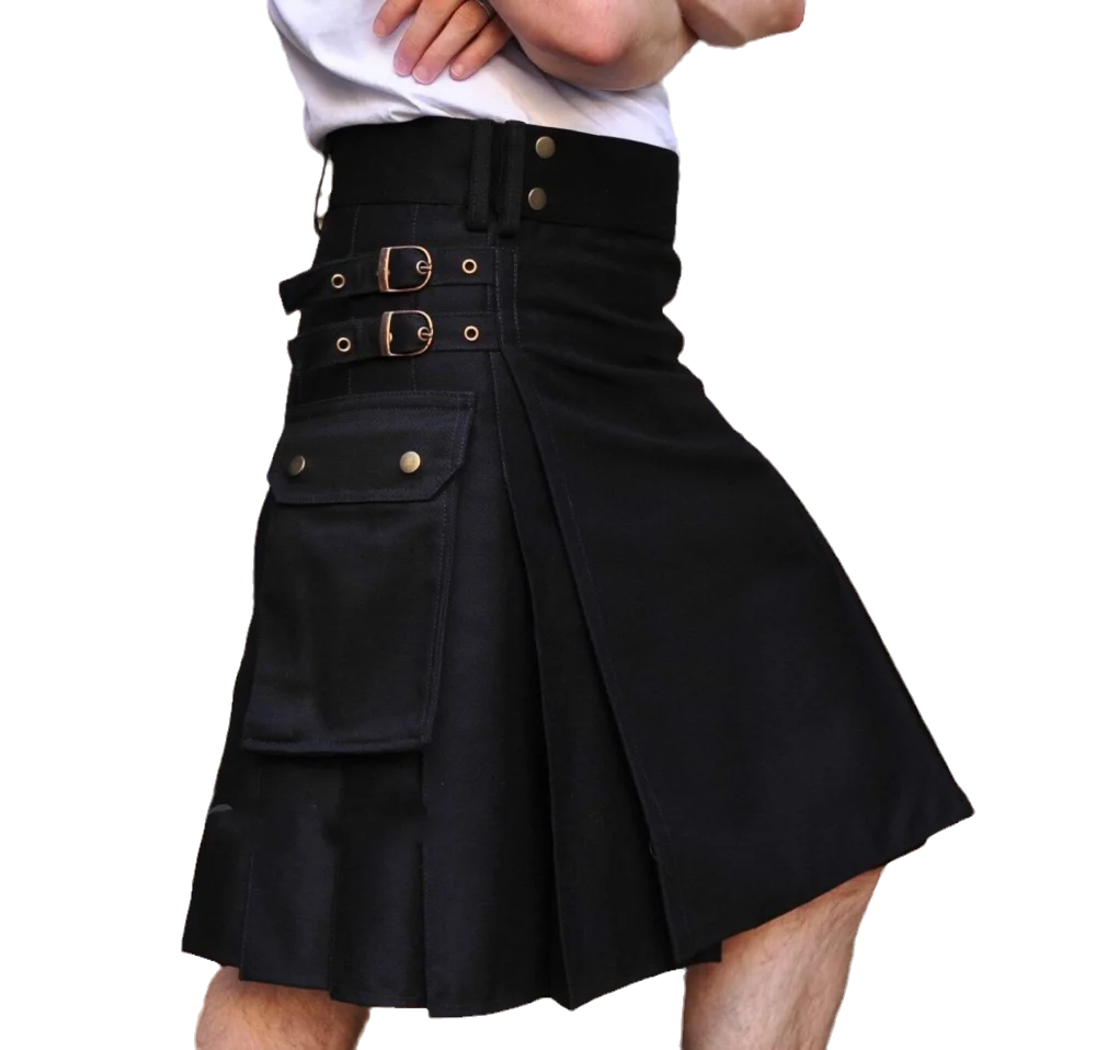 Vestido de Festival escocés para hombre, Kilt tradicional Steampunk, falda informal de moda con cremallera de Color sólido Retro