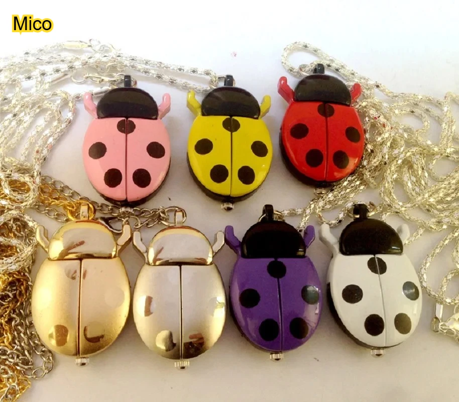

New fashionable and cute gold Beetle pocket watch with chain, lightweight, necklace pendant, clock decoration ornament ornament