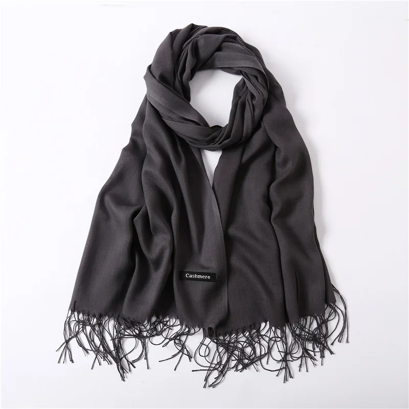 Fashion Solid Schal Frauen Kaschmir Weiche Winter Warme Schals Hijab Weibliche Lange Stirnband Schal Wraps Bandana Foulard 2022 Echarpe – Detail 30