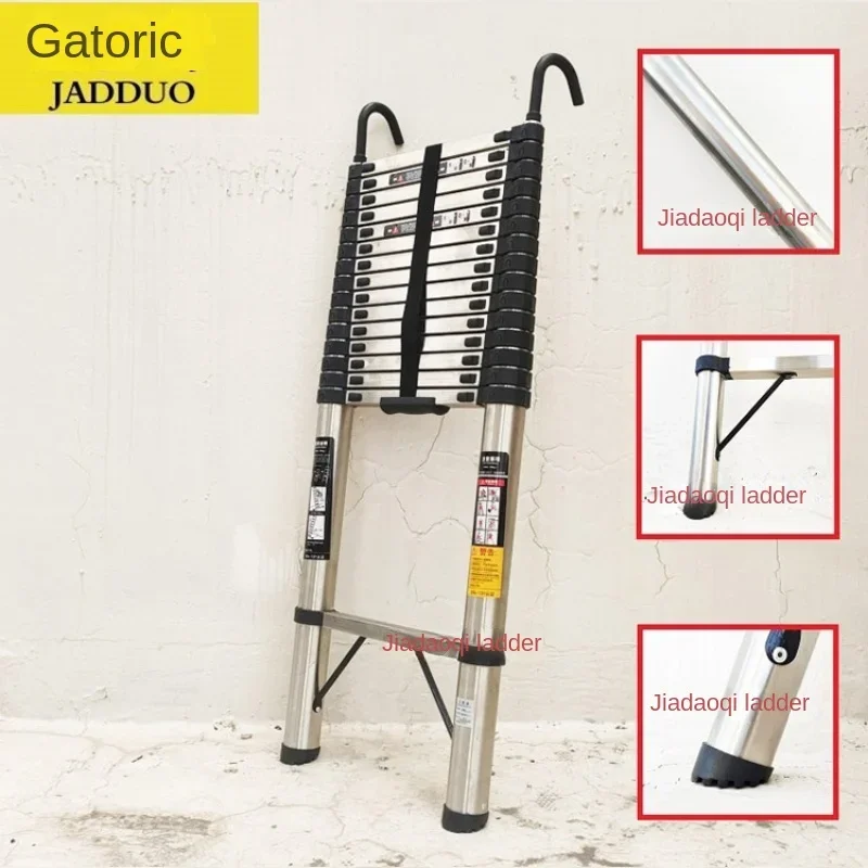 Jiaduoqi Household Telescopic Ladder Folding Shrinkage Ladder Elevator Thickening Engineering Straight Ladder Stainless