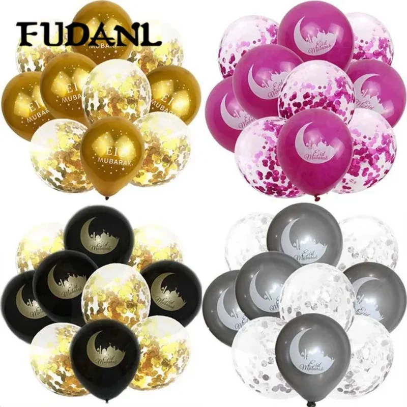 10 stücke Eid Mubarak Latex Ballon Gold Silber Roségold Ramadan Mubarak für Home Party Dekoration 2024