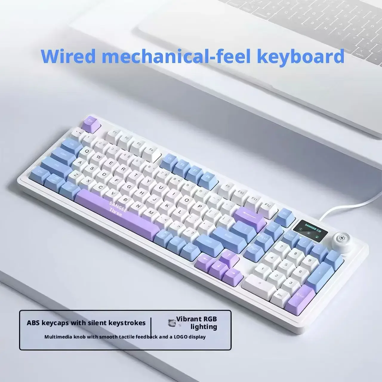 Sea Salt Purple Wired Illuminated Keyboard Mouse Set Mechanical Feeling Gaming for Computer Laptop Office Typing Universal
