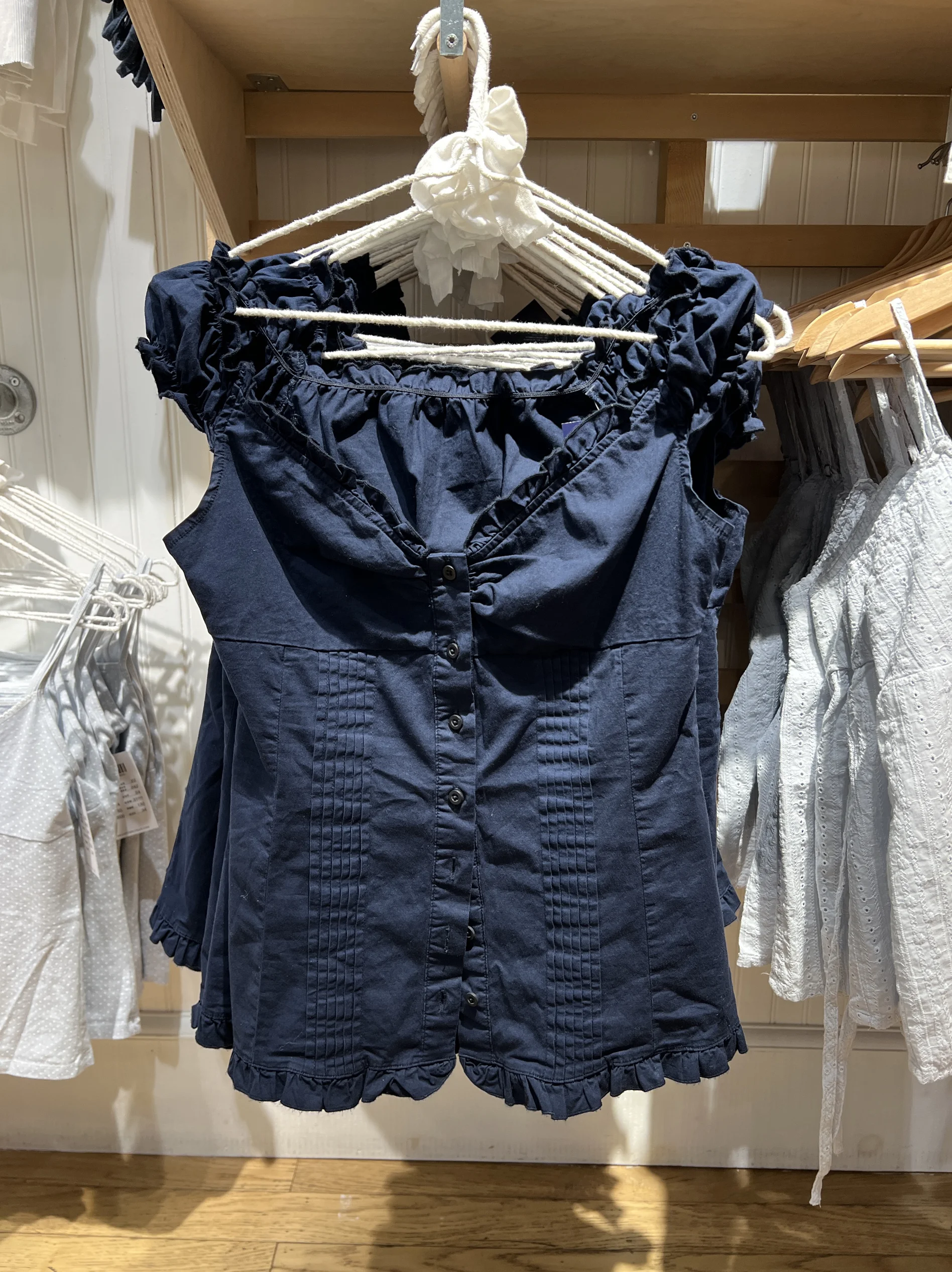 

Fungus Folds Navy Short Sleeve T-shirt Women Summer V Neck Single Breasted Puff Sleeve Tee Shirts Preppy Style Sweet Ruffle Tees