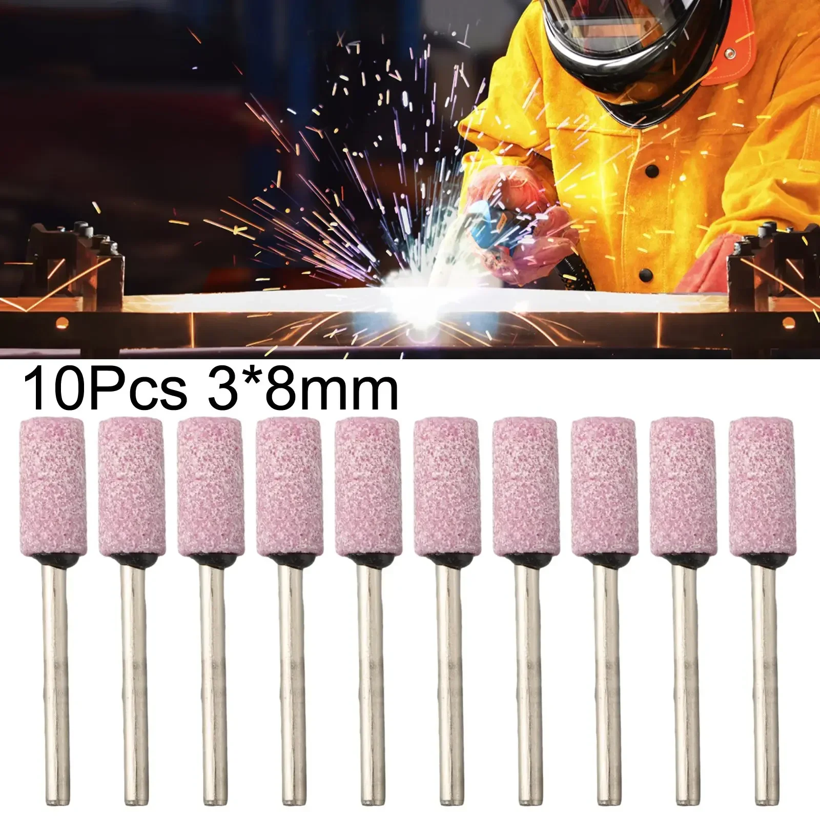 10pcs 3*8mm Drill Grinding Head Tool Assorted Ceramic Mounted Point For Mini Drill Rotary Tools Abrasive Mounted Stone