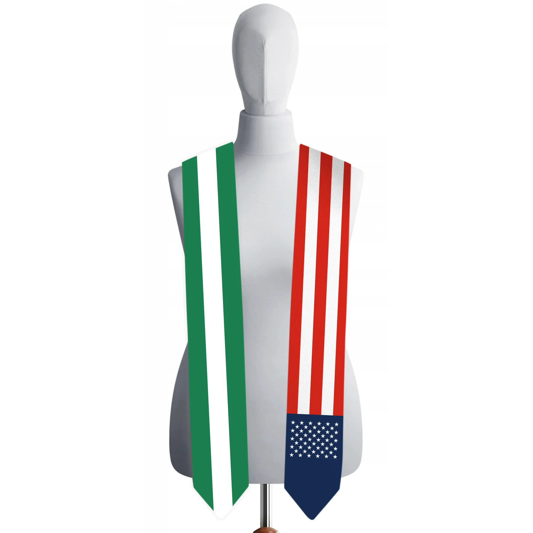 13x180cm USA And Nigeria Flag Graduation Sash Bachelor Gown Accessory Graduation Sash Scarf