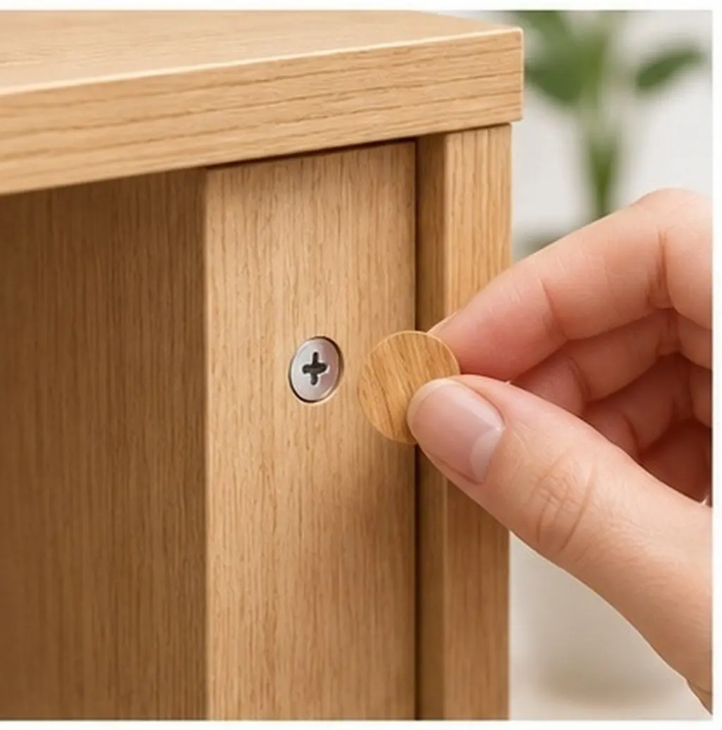 96Pcs Waterproof Wood-Texture Screw Hole Covers – Non-Slip PVC Stickers, Easy Peel & Reusable