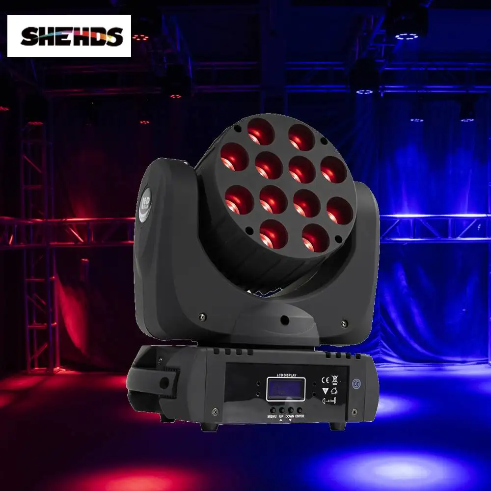 

SHEHDS Beam LED 1pcs 12X12W Moving Head Light RGBW DMX512 For Party Wedding Dj Disco Nightclub Strobe Stage Performance