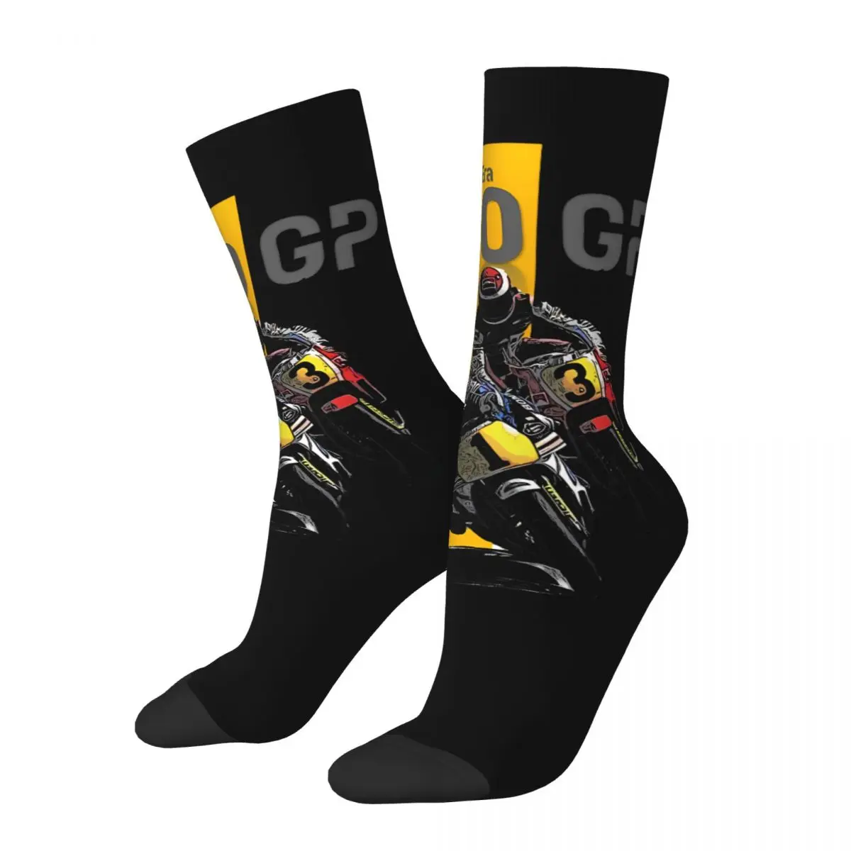 Funny Crazy Sock for Men The Golden Era 500 GP Glory Battle Hip Hop Harajuku The Golden Era Cagiva Happy Seamless Pattern