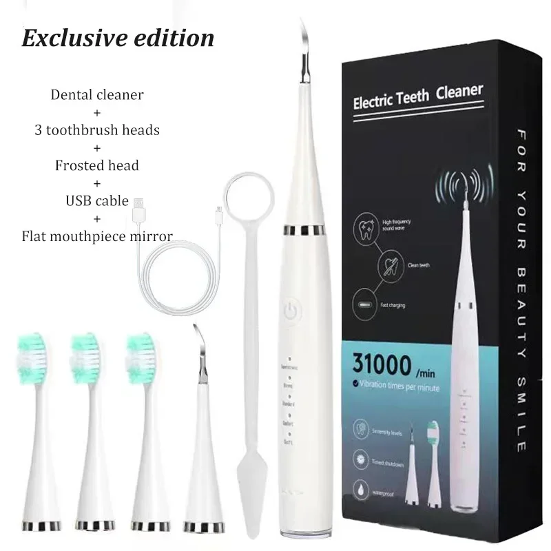 3 em 1 raspador dental elétrico escova de dentes elétrica portátil cuidados orais removedor tártaro placa limpador ultrassônico kit clareamento dos dentes