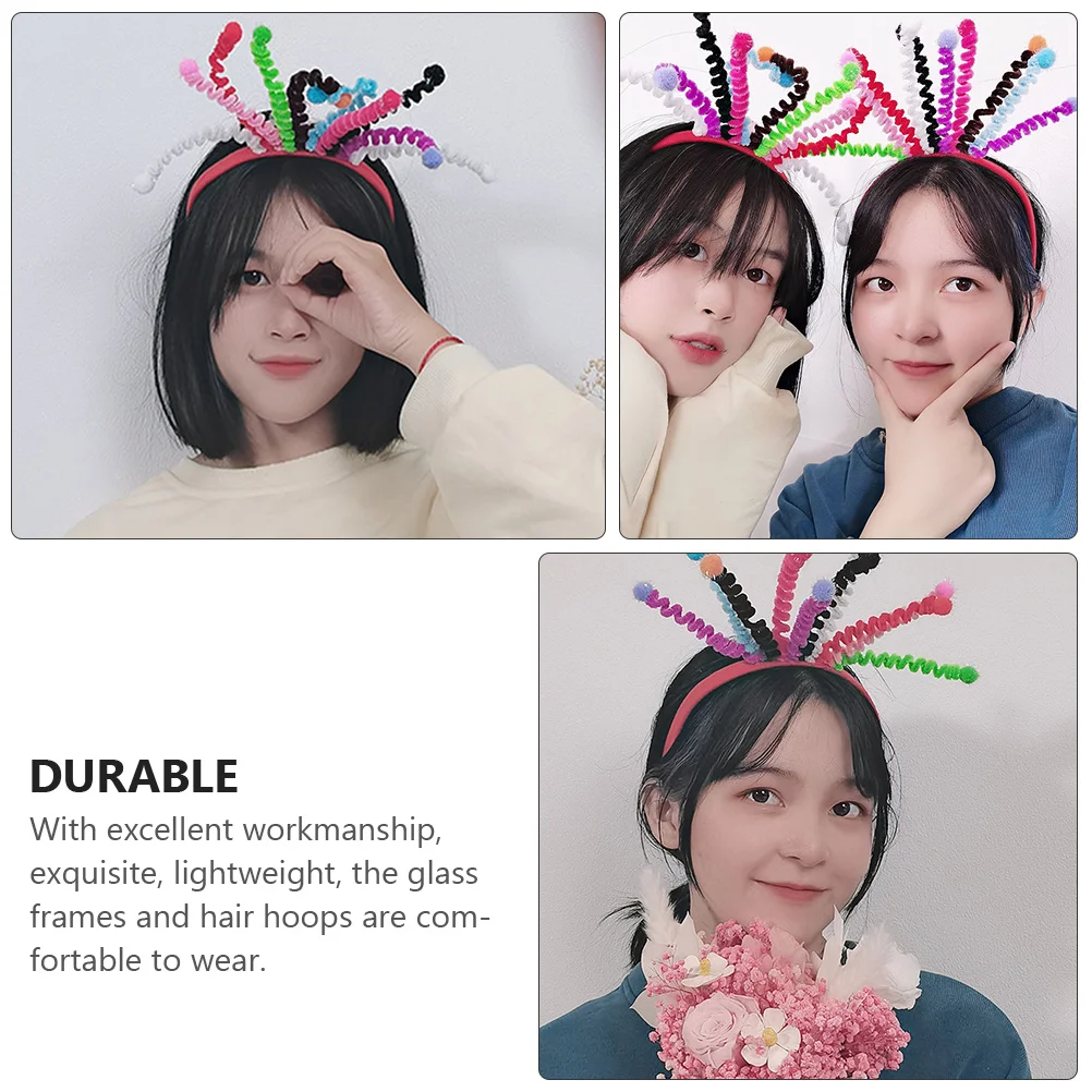 

2Pcs Colorful Spring Balls Headband Funny Hair Hoops Party Cosplay Performance Props Photo Accessories Spring Balls Headband