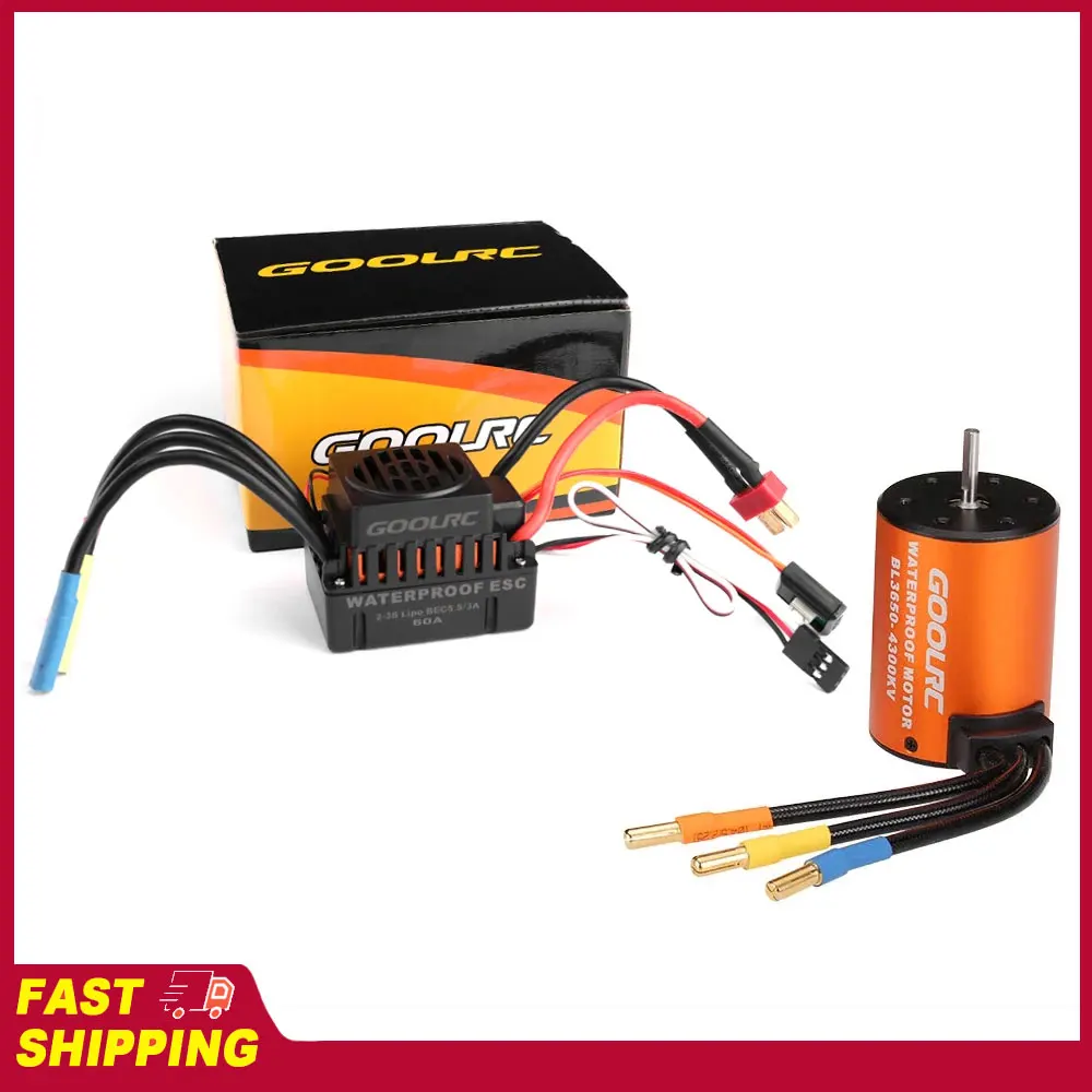 

3650 4300KV Brushless Motor GoolRC Upgrade Waterproof with 60A ESC Combo Set Tool for 1/10 RC Car Truck