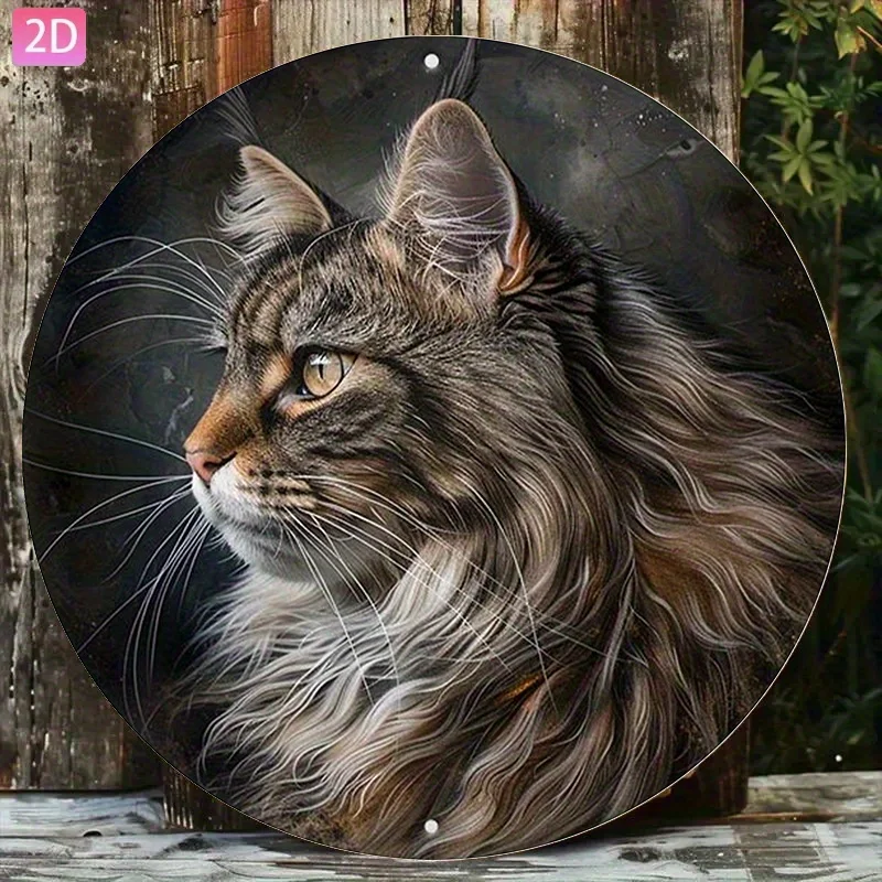 Letrero de aluminio plano 2D para decoración de pared Retro "Maine Coon Cat", 1 unidad, para patio, jardín, cocina, Bar, habitación, exterior, garaje, Club, cafetería,