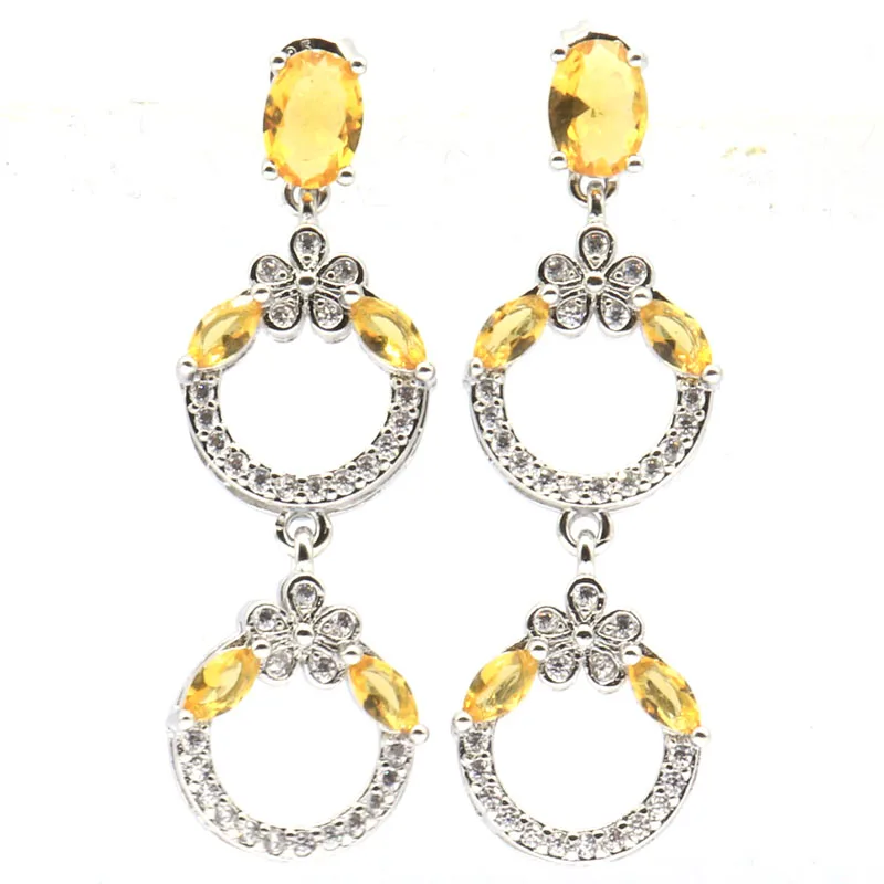 

Buy 5 Get 1 Free 41x13mm Prevent Allergy created Citrine Fire Rainbow Mystic Topaz CZ Silver plated Earrings