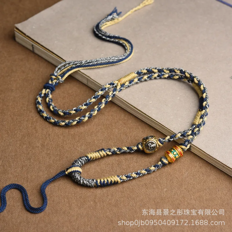 Tibetan Crafts Braided Pendant Rope Semi-Finished ProductsdiySweater Chain Can Be Hung Thangka Tibetan Style Hand-Made Cotton Th