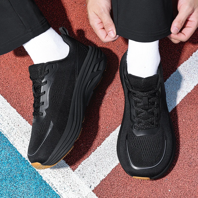 Fashionable Men's Sports Running Shoes, Mesh Breathable Spring Marathon Thick Soled Running Shoes, Sizes 39-48