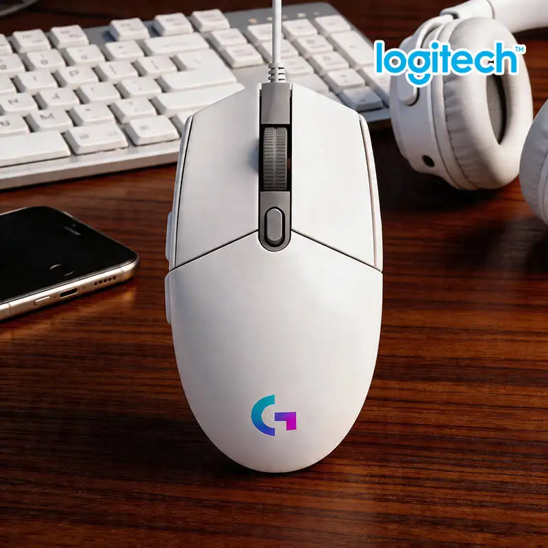 Logitech G203 LIGHTSYNC Wired Mouse Gaming-Grade 8000 DPI 16.8M RGB Colors 6 Buttons On-Board Memory Mac PC Comfortable