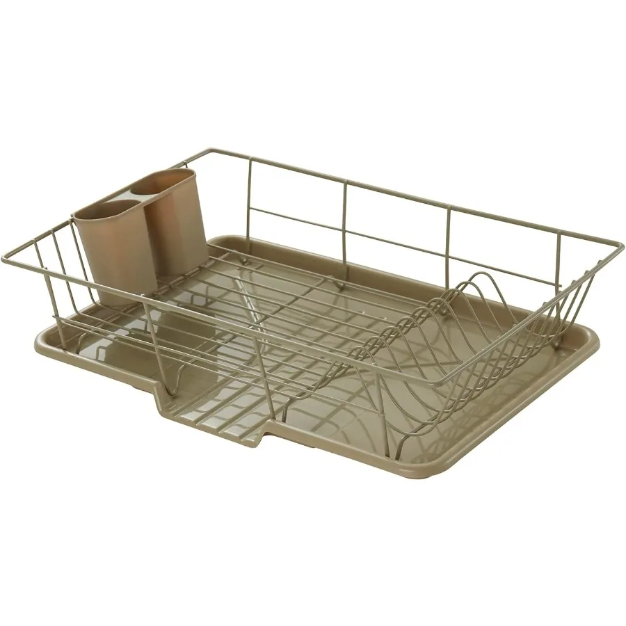

SpaceSaving 3Piece Dish Drainer Rack Set: Efficient Kitchen Organizer for Quick Drying and Storage Includes Cutlery Holder and