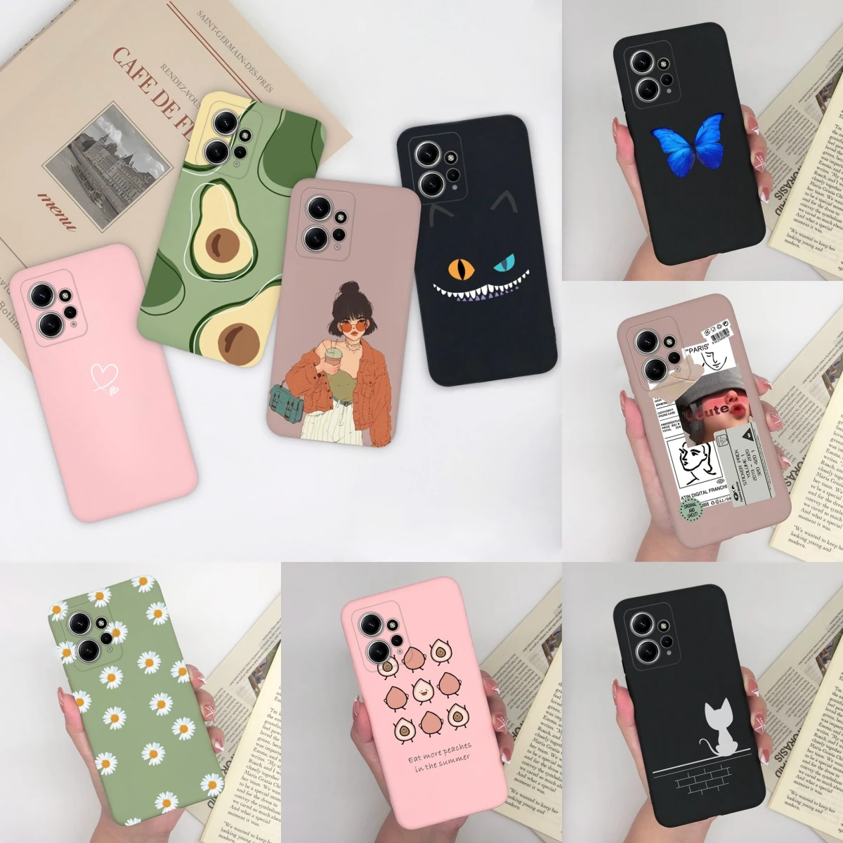 For Xiaomi Redmi Note 12 4G 5G Case Cool Girl Cute Avocado Cartoons Pattern Matte Soft TPU Cover For Xiaomi Poco X5 Phone Funda